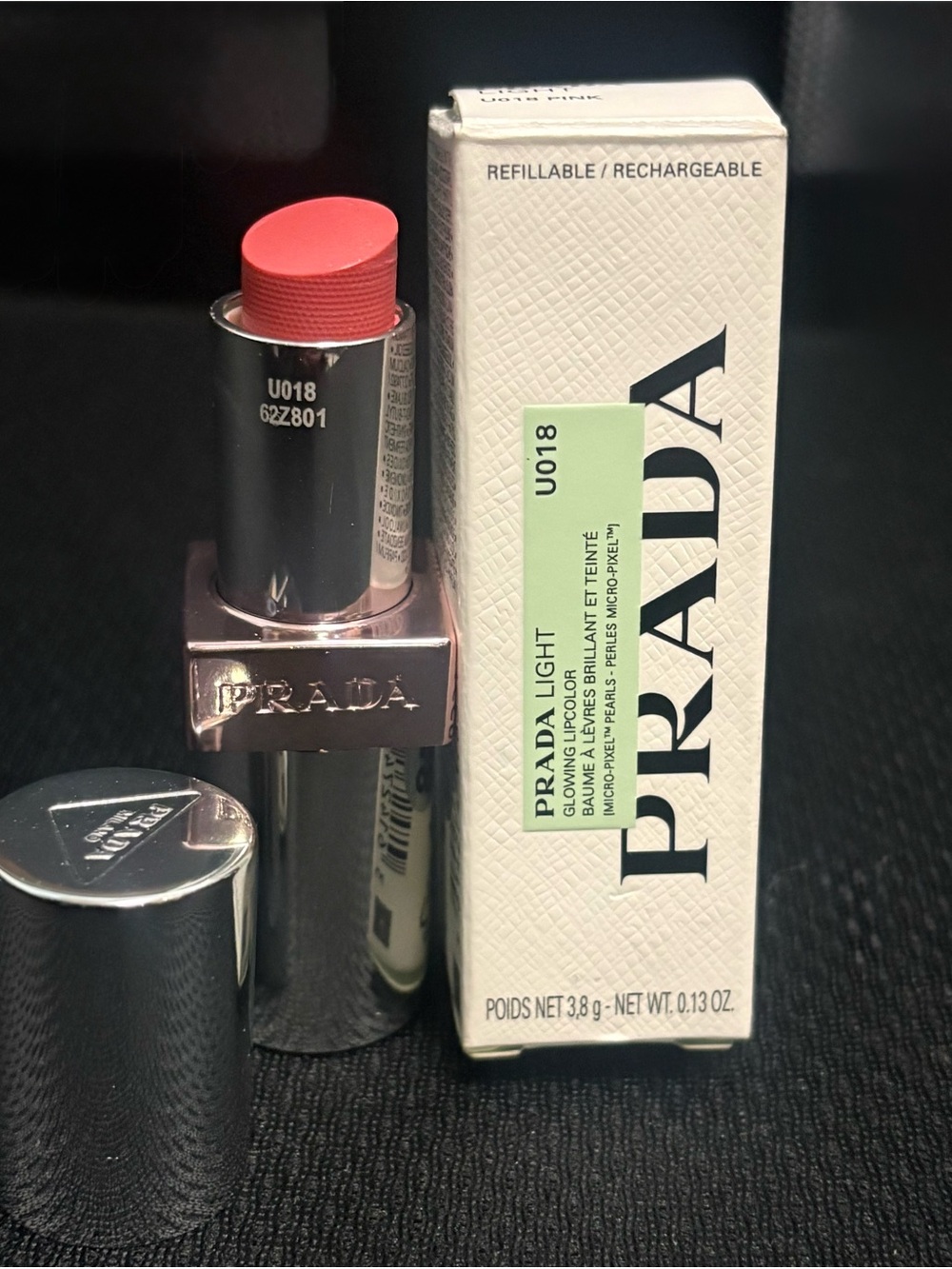 Prada Refillable Light Glowing Lip Oil Stick -U018 PINK NIB - Picture 4 of 5